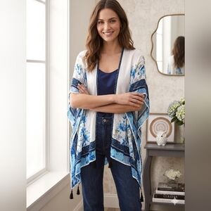 Vince Camuto Blue and White Floral Wrap